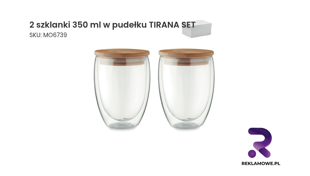 2 szklanki o pojemności 350 ml w pudełku TIRANA SET