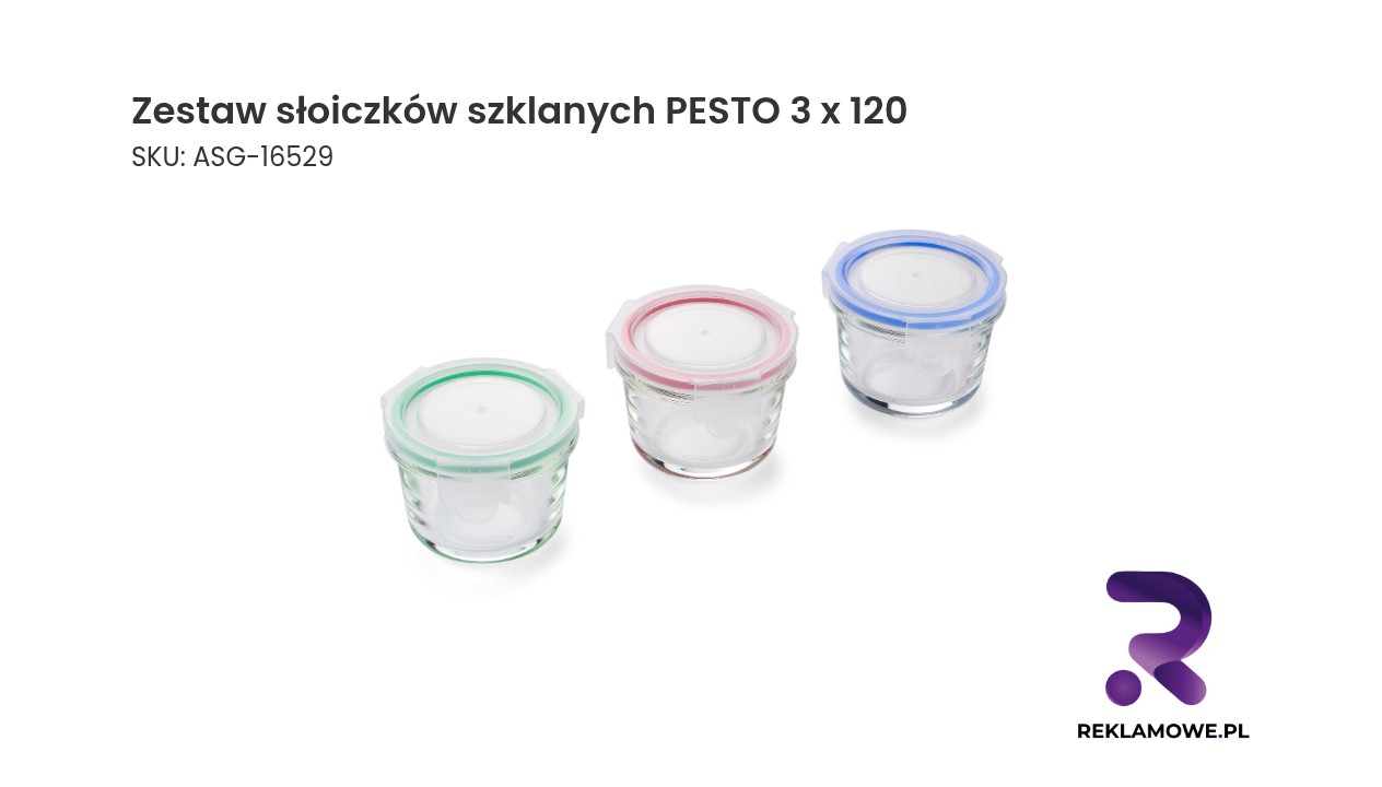 Zestaw trzech szklanych słoiczków z pesto