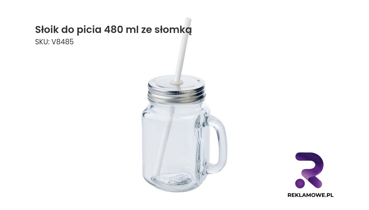 Słoik do picia ze słomką o pojemności 480 ml