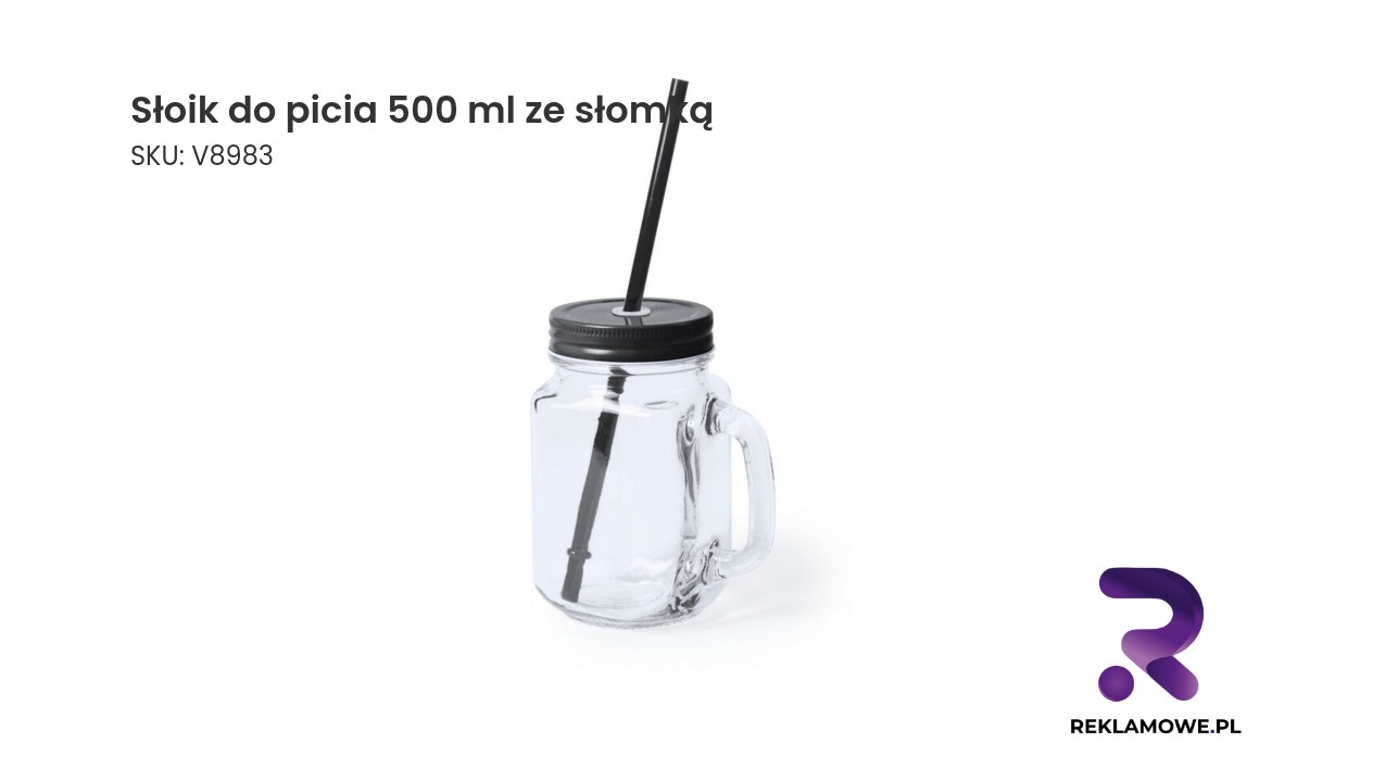 Słoik do picia 500 ml ze słomką