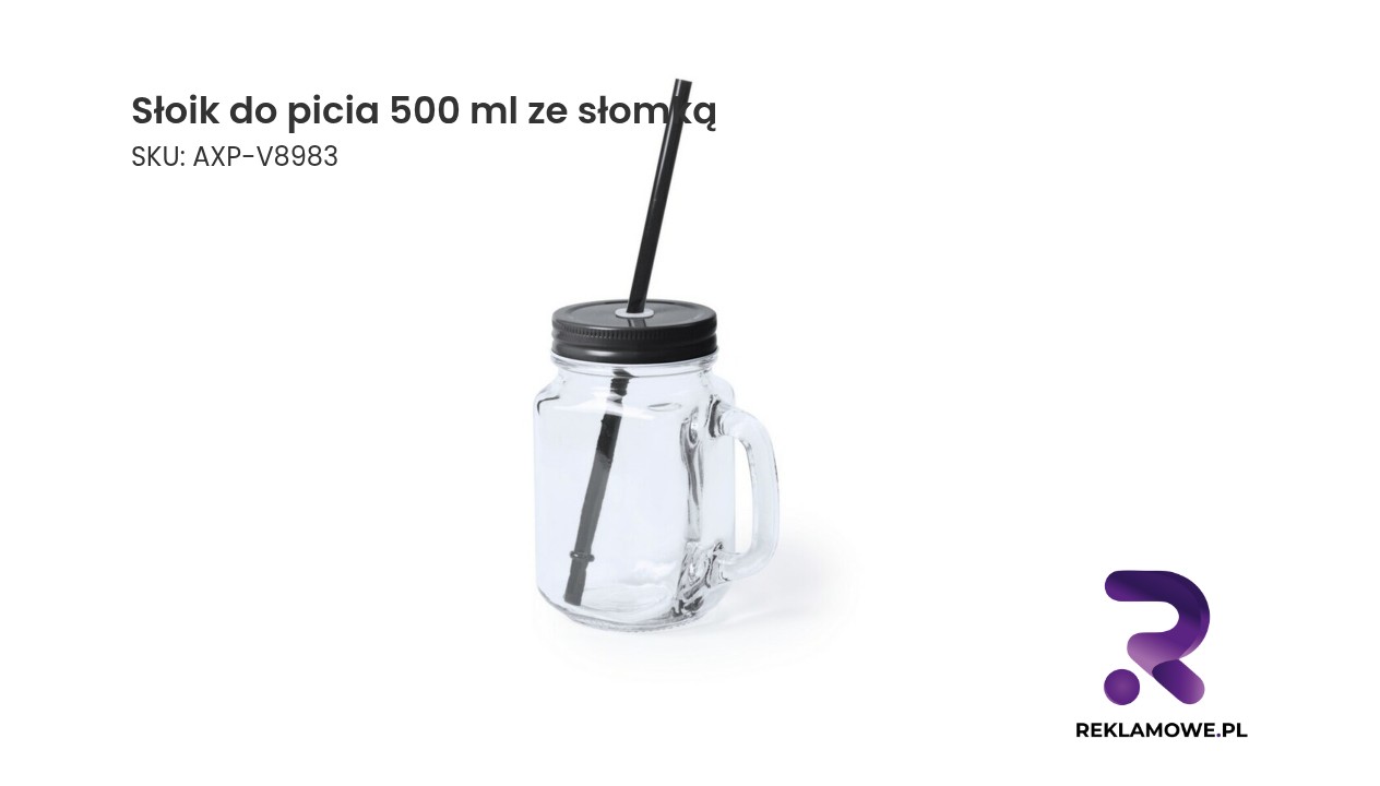Słoik do picia 500 ml ze słomką Słoik do picia 500 ml ze słomką