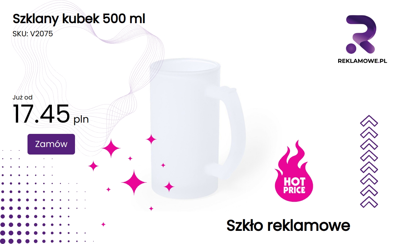 Szklany kubek o pojemności 500 ml