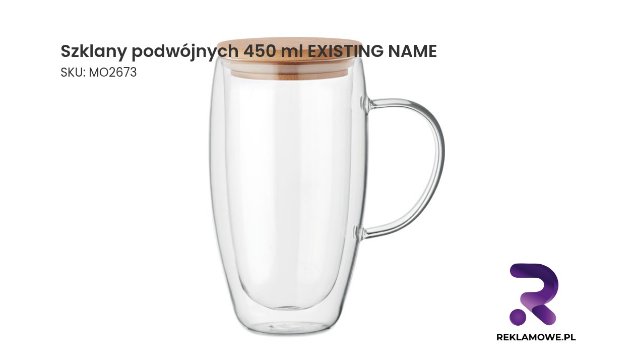 Szklany kubek o pojemności 450 ml z podwójnymi ściankami