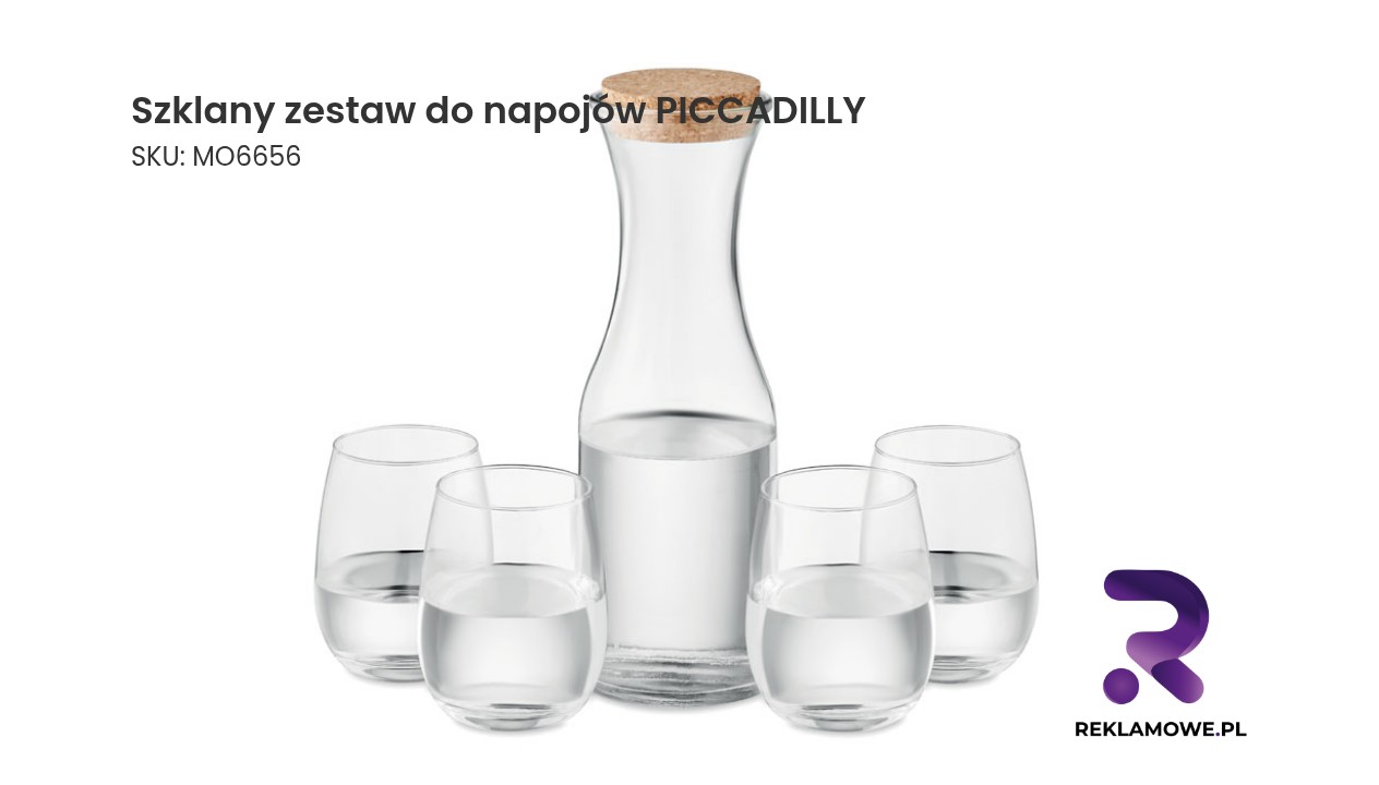 Szklany zestaw do napojów PICCADILLY Szklany zestaw do napojów Piccadilly na stole