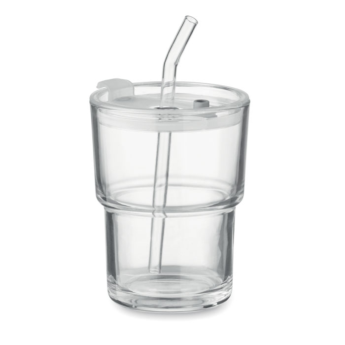 Szklany kubek ze słomką 400ml SIP mo2502-22